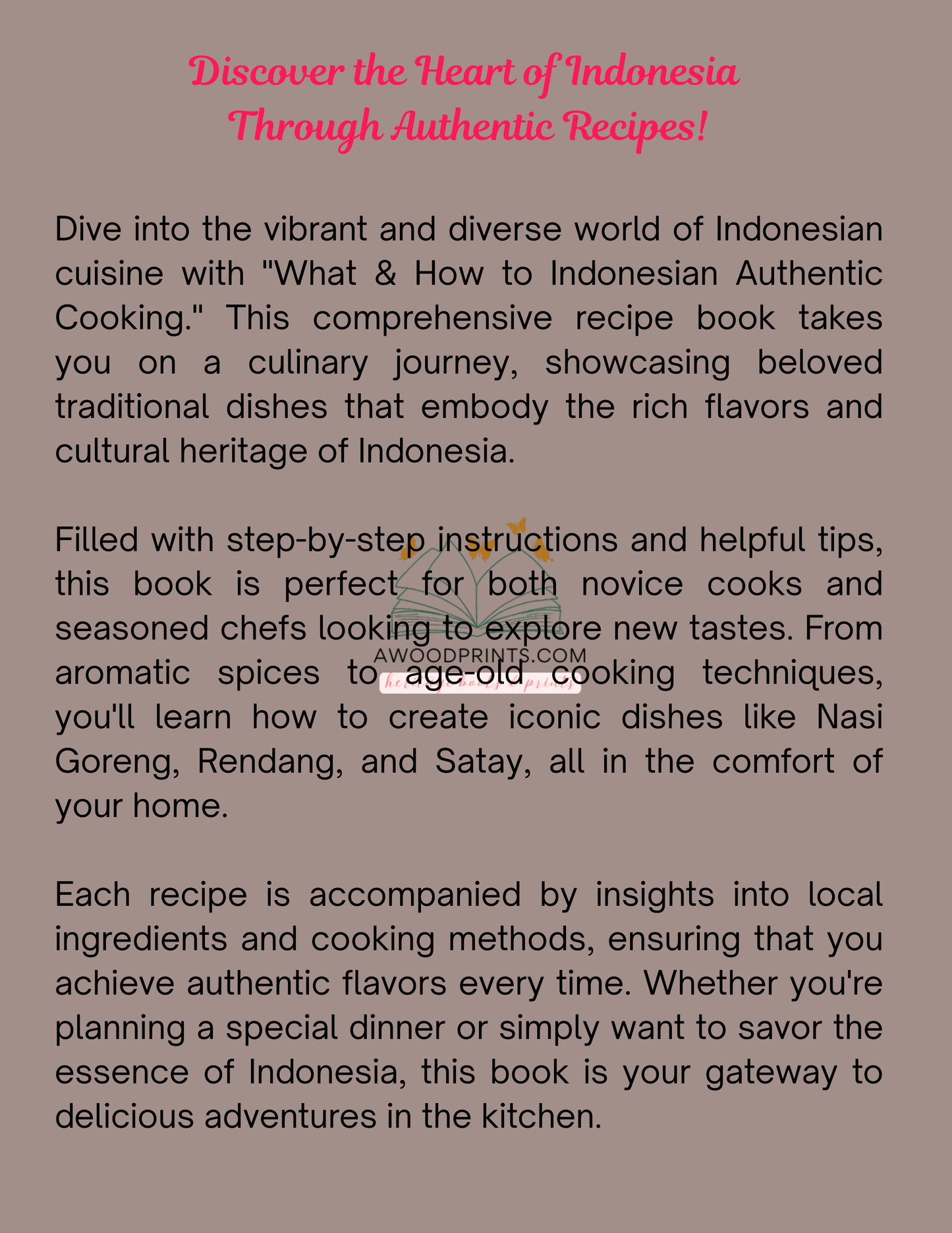 What & How To Indonesian Authentic Cooking Recipe & Tips. Paperback. PRE ORDER SUMMER 2026.