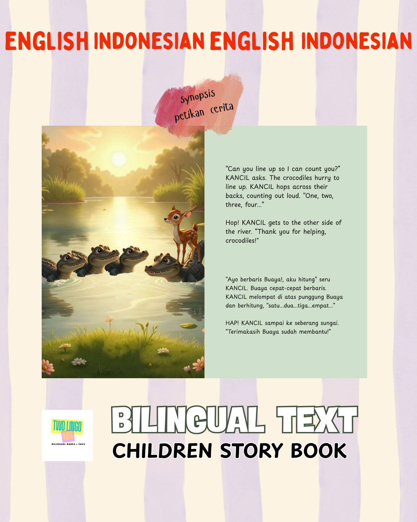 Kancil Mouse Deer Clever Adventure The Classic.  Bilingual Children Storybook Indonesian & English